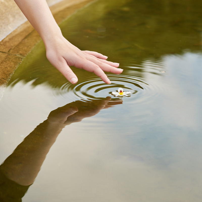 Rippling water on a still lake, symbolizing serenity and emotional healing.